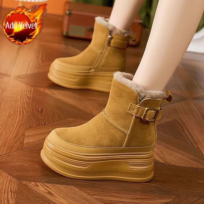 

Height Increase Chunky Round Toe Booties High Quality Autumn Winter Snow Boots for Women Hot 2025 New in Plush Woman Shoes Sale 40