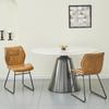 Dining Chairs Set of 2, Faux Leather Chairs with Metal Frame, Upholstered Kitchen Chairs for Dining Room, Living Room, Office, Cognac Brown