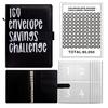 Saving Money Challenge Book 100 Envelope Savings Kit PU Binder with Numbered Pockets 100-day And Progress Trackers A5 Budget Planner for Couples