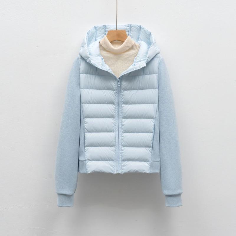 

Goose down short light women s hooded slim down jacket fitness outdoor sports down jacket XL синий