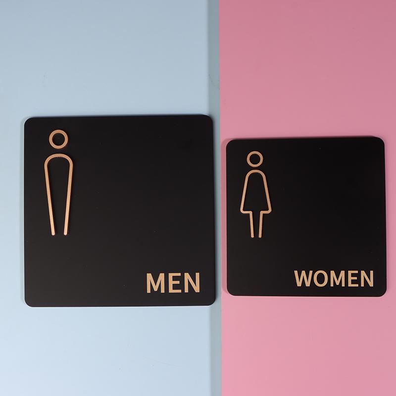 1pc New Acrylic Washroom Signage Men's And Women's Bathroom Public Toilet Door Signage Hotel Toilet Reminder Signs