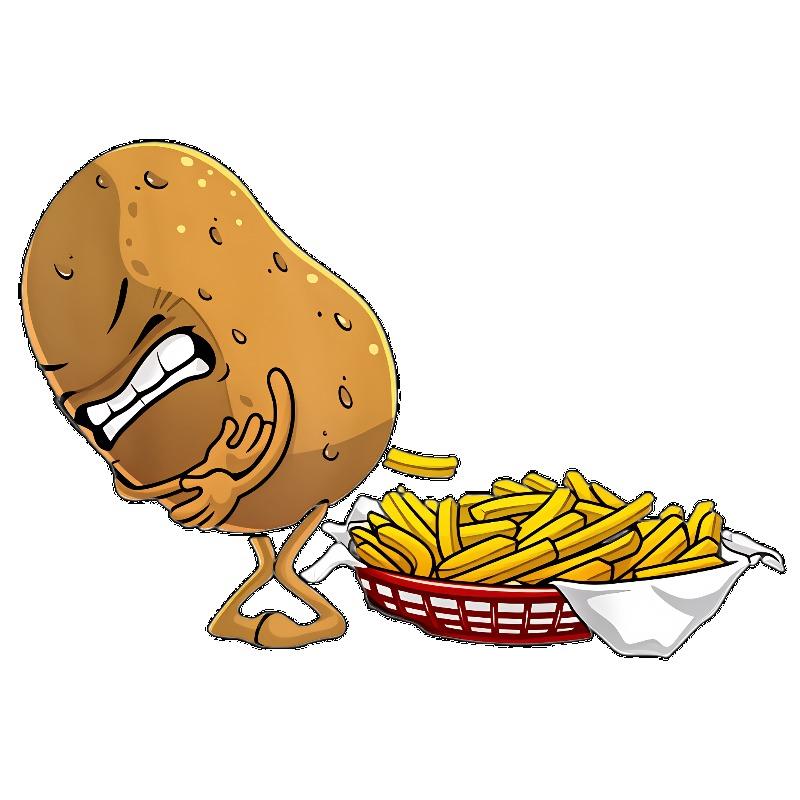 Oversized T-Shirt Black Potato Cartoon French Fries Print Casual Streetwear Summer Top Men Women Unisex Fashion Trendy Graphic Tee