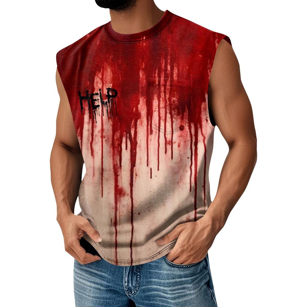 Men's Summer Solid Color Pocket Sports Vest Men's Sports Casual Vest