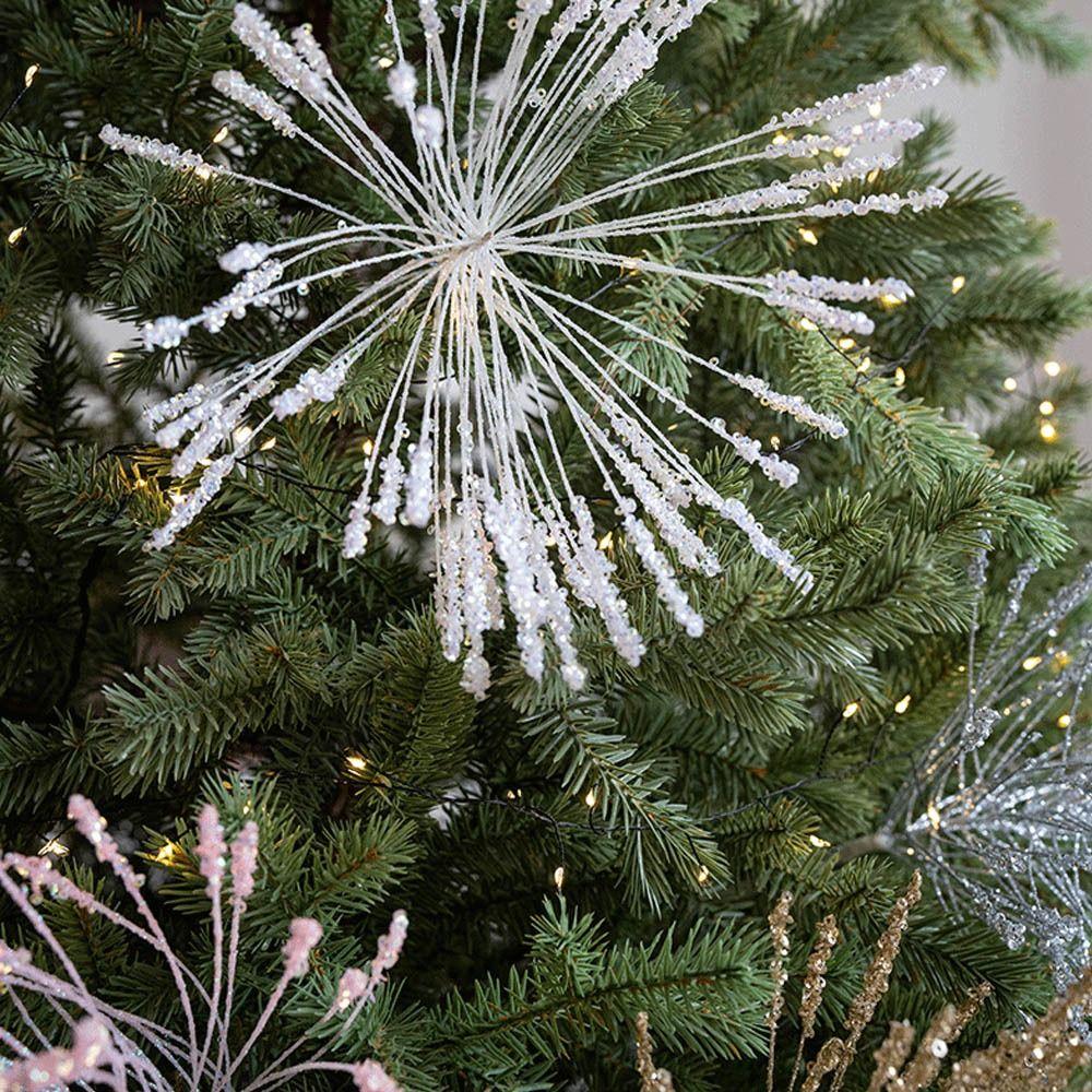 Plastic Christmas Artificial Flowers Glitter 50cm Xmas Decorative Flowers Simulated DIY Floral Arrangements