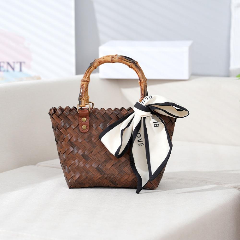 PP Shoulder Bags Bamboo handle Crochet Bag Fashion Shopping Tote Bags  Women