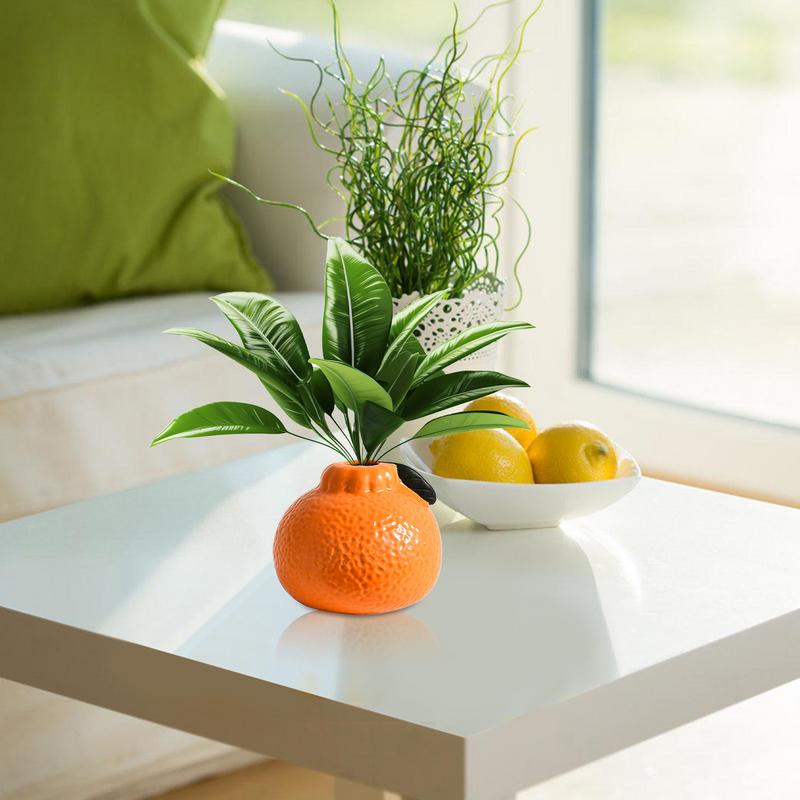Ceramic Flower Vase Tangerine Shaped Desktop Decorative Vase Flower Vase For Farmhouse Decor Desk Decor Modern Decor Aesthetic