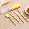 Wheat Straw Portable Cutlery Set with Storage Box Reusable Spoon Fork Chopsticks Travel Tableware Kit Utensils for Students