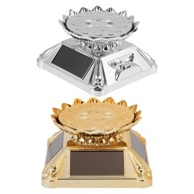 Solarbetriebene 360-Grad-Dreh-Schmuck-Auslage mit LED-Beleuchtung ABS-Materialien Vitrine für Ringe Uhren