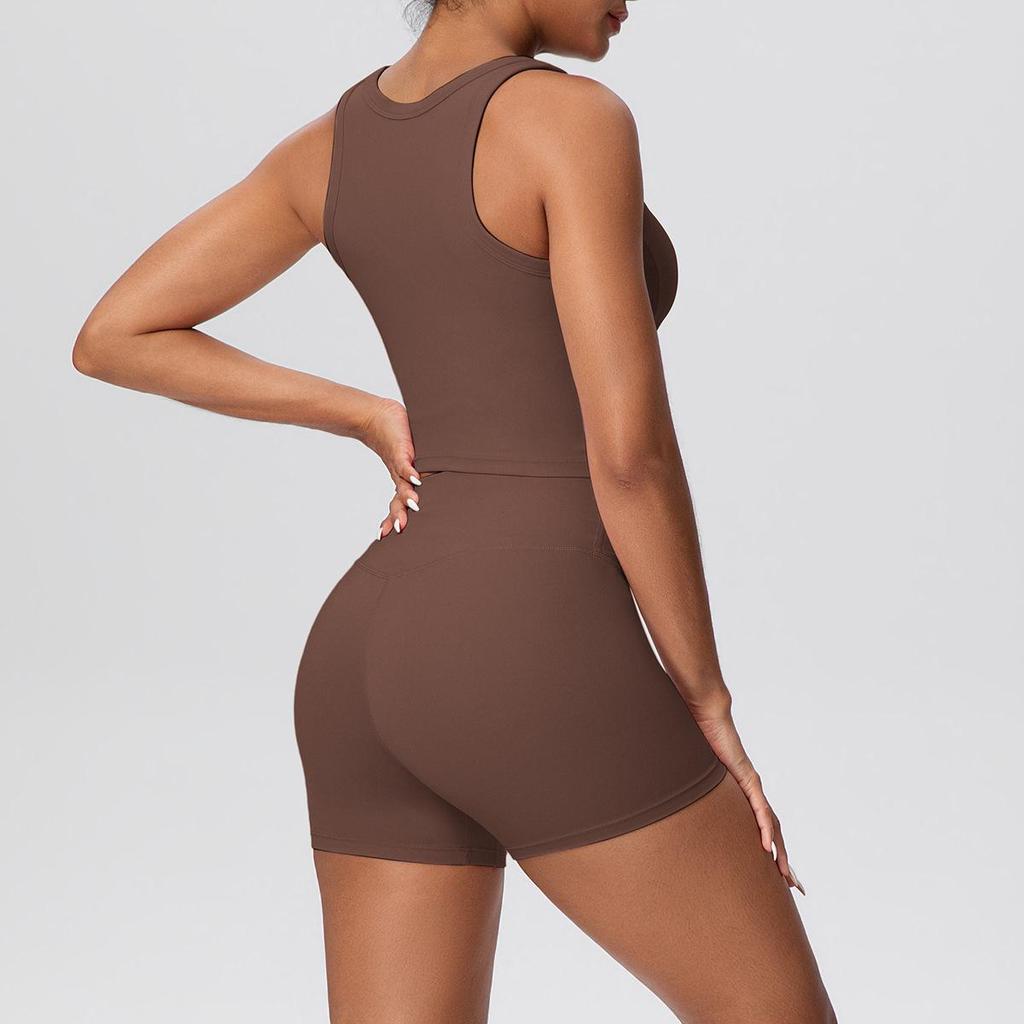 Bare-Feel Sports Tank & High-Waist Butt-Lifting Shorts Set - Quick-Dry Running & Yoga Wear