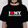 I Love My Girlfriend Tshirt Women Y2K Funny Streetwear T-shirts Girl Japanese Comic Manga Clothes