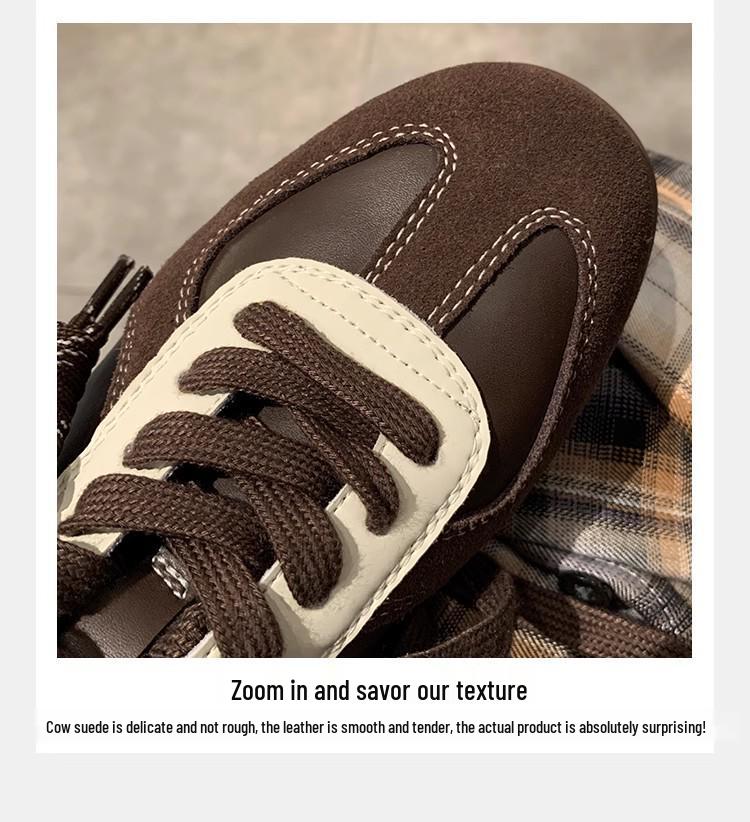 Women's Retro Colorblock German Trainers 2025, Versatile Inner Heightening Round Toe Lace-up Casual Sports Shoes, Forrest Gump Style.