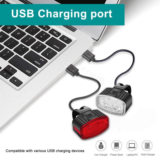 1/2Pcs Bicycle Headlight Tail Light Waterproof USB Rechargeable Universal MTB Road Mountain Bike Cycling Front Light Night Riding Warning Rear Lamp