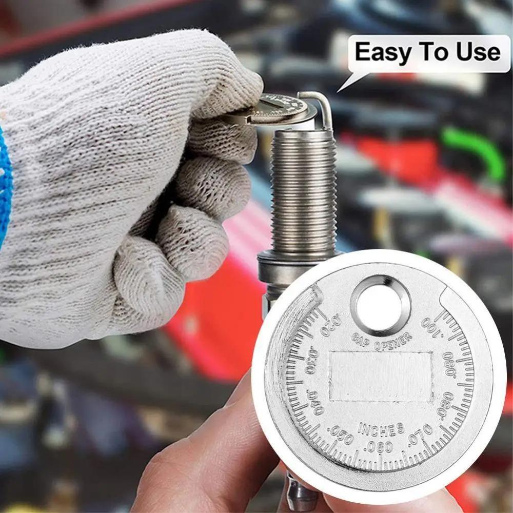 0.6-2.4mm Range Spark Plug Gap Gauge Tool Coin-Type Caliber Measuring Tool Gage Gap Feeler