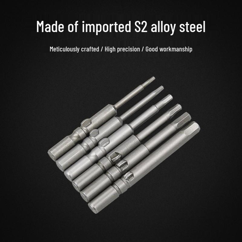 802 S2 Steel Electric Screwdriver Bit Set with Magnetic Holder, Inner Hex Socket, 6mm Shank.