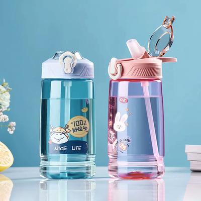 Garrafa de Água Infantil de Desenho Animado 550ML Copo de Plástico Dinossauro com Canudo Garrafa Portátil para Bebida Copo de Água Estudantil Infantil Copo para Bebida