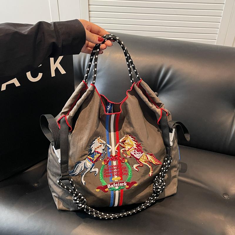 Fashionable Large Capacity Ma'am Canvas Bag  New Cloth Shoulder Tote Bags Drawstring Shopping Handbag Thin Style Canvas Bag