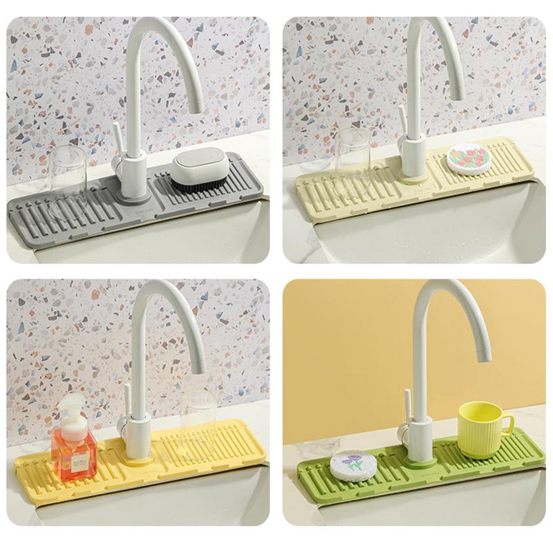 Silicone Sink Faucet Splash Pad Multipurpose Toilet Soap Storage Drainage Protectors Mat Kitchen Sink Gadgets