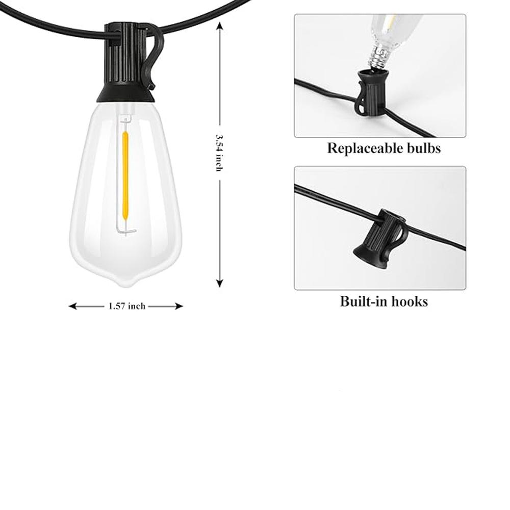 Girlande ST38 LED Globe-String Lichterkette Außen Dimmbar Für Weihnachtsfeier Gartendekor Girlande Lampe Straße Terrasse Hinterhof