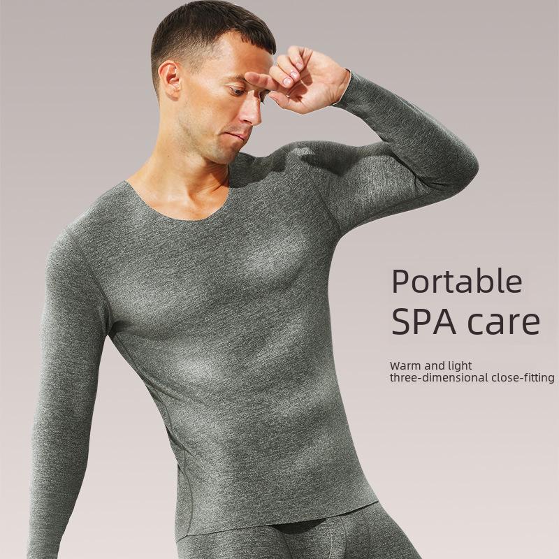 Men's Thermal Underwear Top - Velvet Lined, Thickened Long-Sleeve for Autumn/Winter Cold Protection