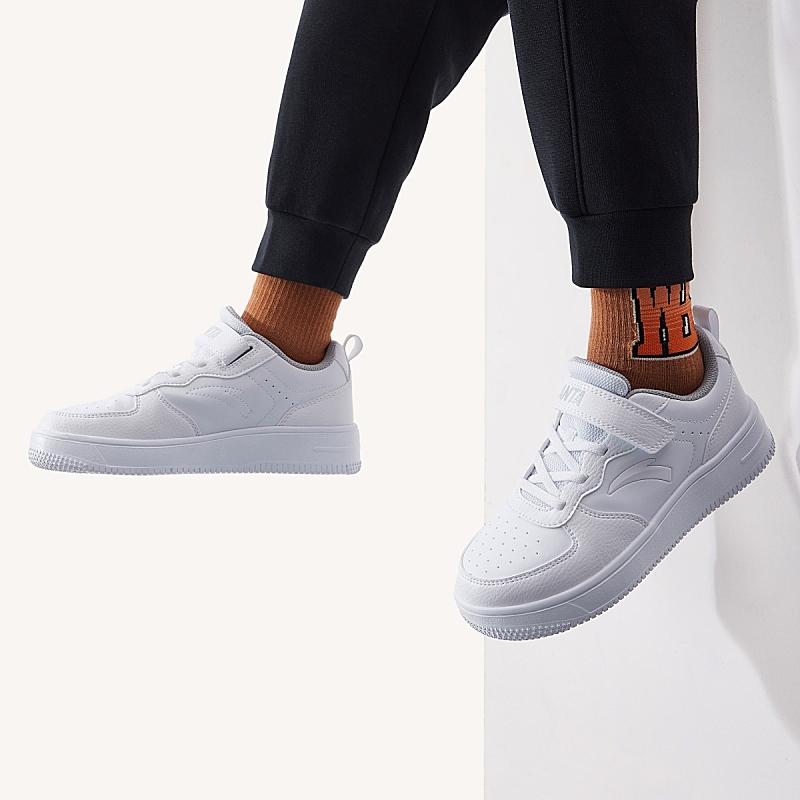 Anta Lightweight Shock Absorbing Anti-Kick Low-Top Kids Skate Shoes Kids Sneaker White A332338063J-1