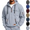 Sudadera con capucha y cremallera de manga larga informal para hombre con múltiples bolsillos
