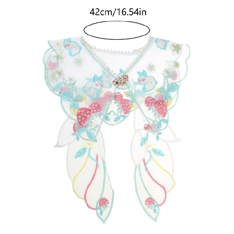 Yunjian Collar Decorative Hanfu Studded Pearls False Collar Embroidered Rabbit