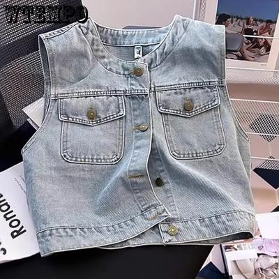 Women's Cowboy Vest Jacket Summer New Korean Version Spring and Autumn Sleeveless Vest
