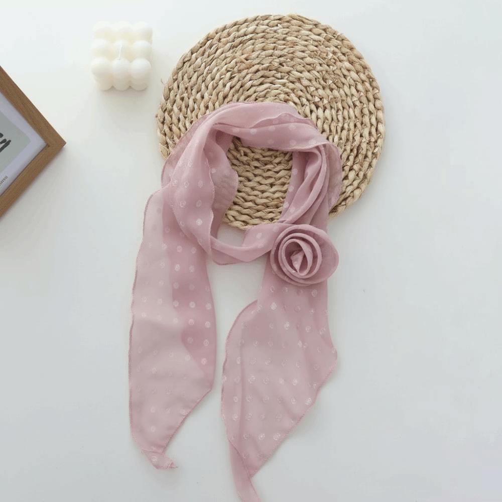 Detachable Design Chiffon Scarf Thin Material Polka Dots Scarf Neck Scarf  Fashion Accessory