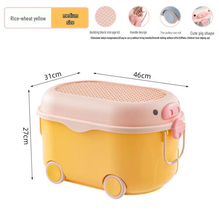 Children's Cartoon Storage Box with Wheels - Large Capacity Organizer for Toys, Clothes, and Snacks