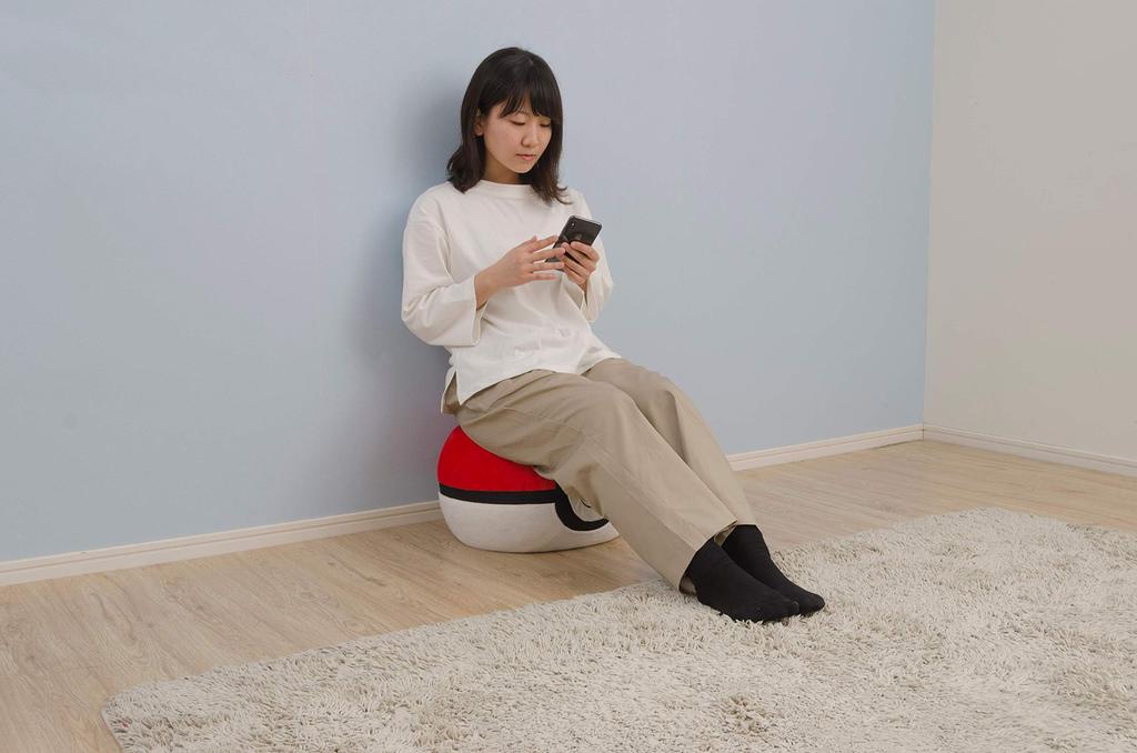 Seltan Made in Japan Ottoman Stool Leg Rest Pokemon Washable Cover Monster Ball Fold Resistant Sugo Beads Red A901a-651WH/653RED/564BK