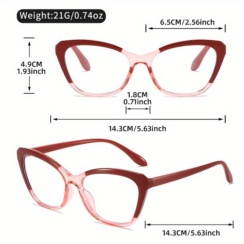 Elegant Cat Eye Reading Glasses for Women - Chic Color Block Frame Clear Lens Fashionable Computer Screen Presbyopia 1.0 to 4.0