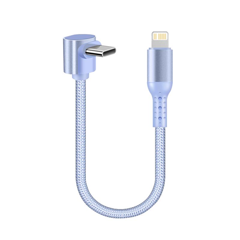 Short 90-Degree Right-Angle USB Type-C to a Cable Nylon Material Power Bank Data Transfer Cord for iPhone 17 for for S25