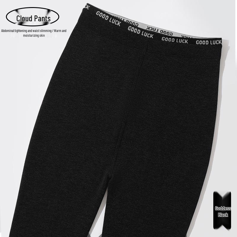 

Plus-Size High Waist Cashmere Leggings: Seamless Velvet Cloud Pants for Autumn/Winter Black - 350g Fleece [Heating Little Sun]