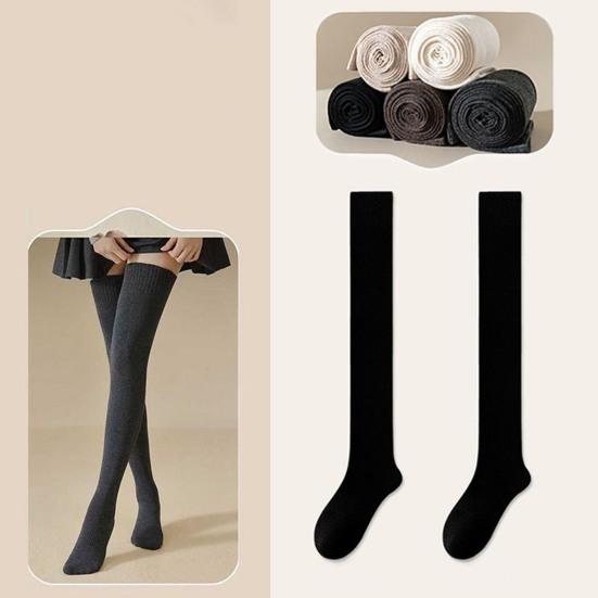 Damen Oberschenkelhohe Socken Dehnbare Gerippte Überknie-Socken Selbsterwärmende Atmungsaktive Stiefelstrümpfe für Dating Party Streetwear