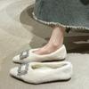 Fashion Low-heeled Diamond Furry Shoes for Women, New Winter Fashion Pointed Toe Shoes Warm Shallow-mouthed Women's Shoes