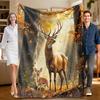 1 Piece Autumn Deer Pattern Flannel Blanket, Soft, Suitable for Sofa, Bed, Office, All-season Use.