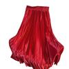 Maxi Skirt High Waist Glossy Long Skirt Solid Color Pleated Design Large Hem Dance Skirt Work Leisure Daily Wear