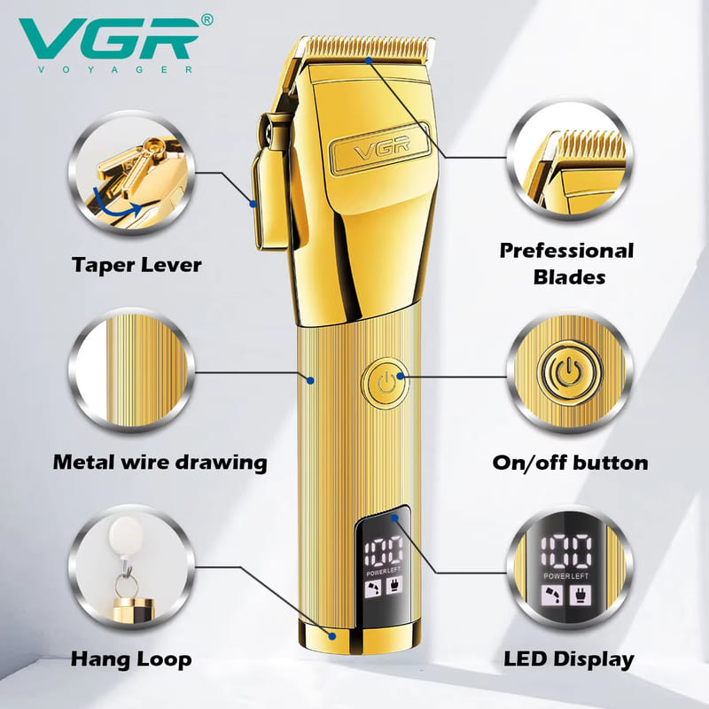 Men's Universal Metal Electric Hair Clipper with Titanium Head for Fast Haircuts, LED Smart Digital Display, and High-Capacity  Battery
