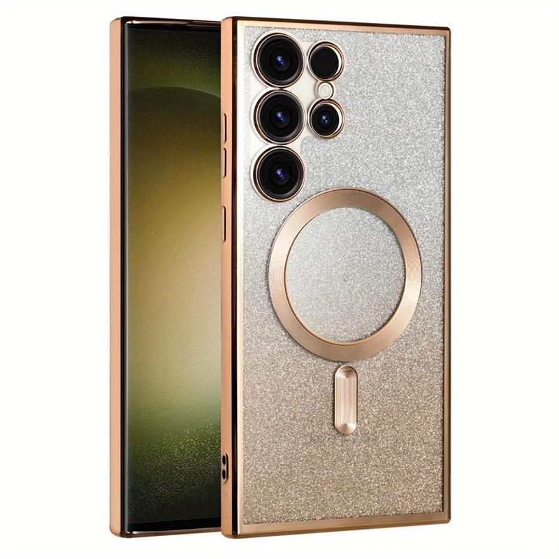 

Яркий блестящий чехол для Samsung Galaxy S24 S23 S22 S21 S20 Ultra Plus FE, блестящий чехол Note20 Ultra Plat, беспроводной магнитный MagSafe For Galaxy S20 Ultra золотой
