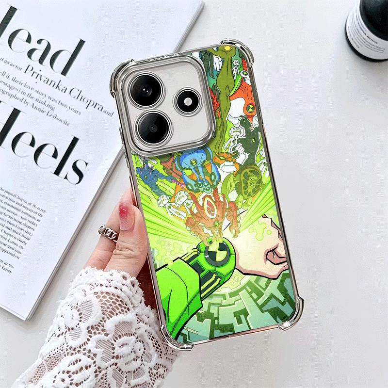Cartoon Ben 10 Plating Phone Case For Xiaomi Redmi Note 14 15 Pro Plus 13 12 11 11S 11T 10 9S 9 5G Anti-Fall Airabag Cover