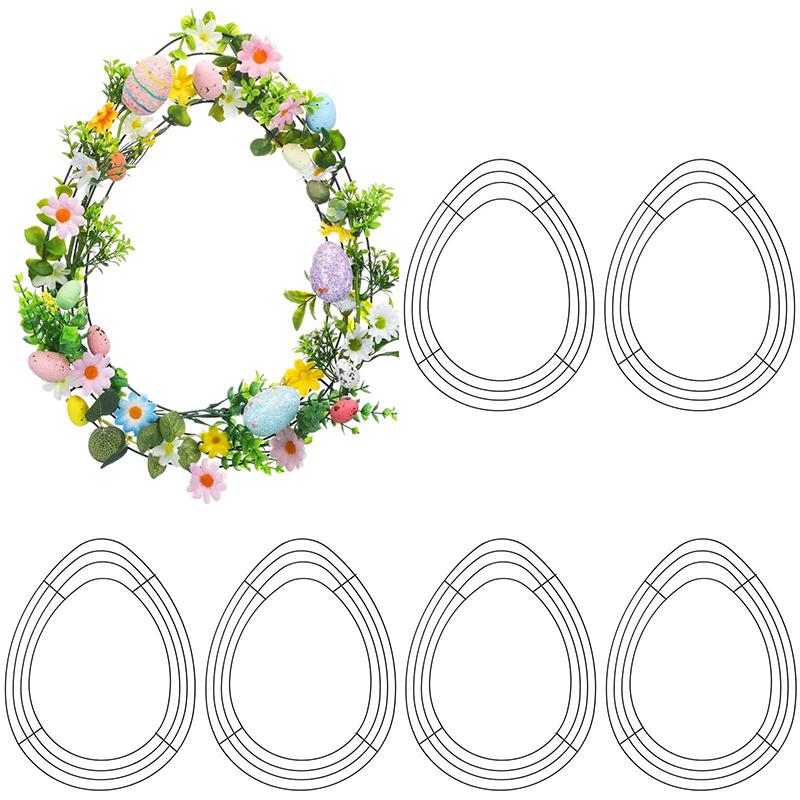 

6Pcs Easter Bunny Head Egg Shaped Wire Wreath Metal Wreath Frame Wall Hanging Decor For Easter Diy Crafts Indoor & Outdoor Use Rabbit