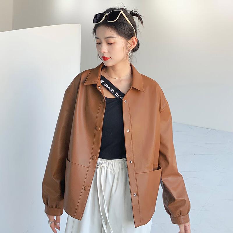 KAISER Women's Genuine Leather Lapel Jacket