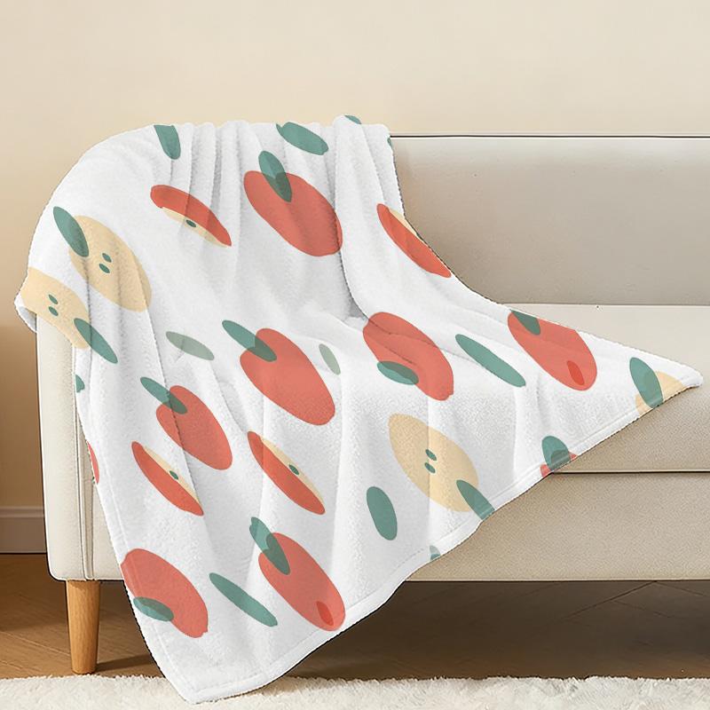 Soft Flannel Blanket - Apple Series, Breathable Comfy Warm Blanket for Living/Bedroom, Christmas & Halloween Cozy Home Decor