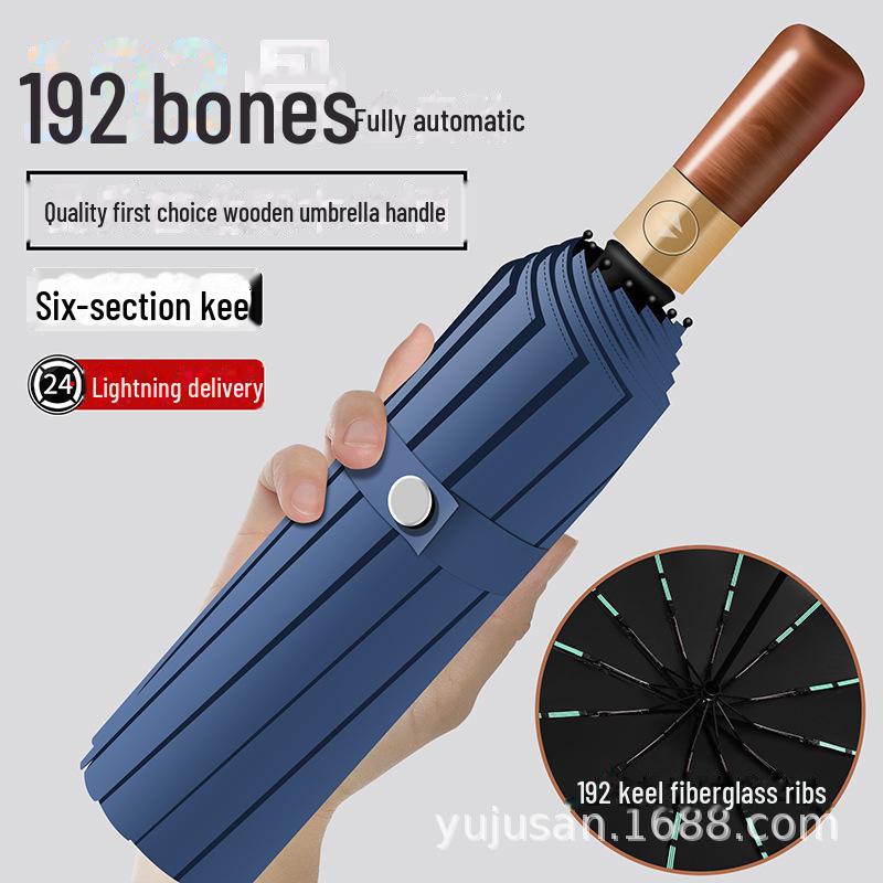 Umbrelă automată bărbătească 72-Bone: Fibre din lemn masiv, protecție UV, logo personalizat