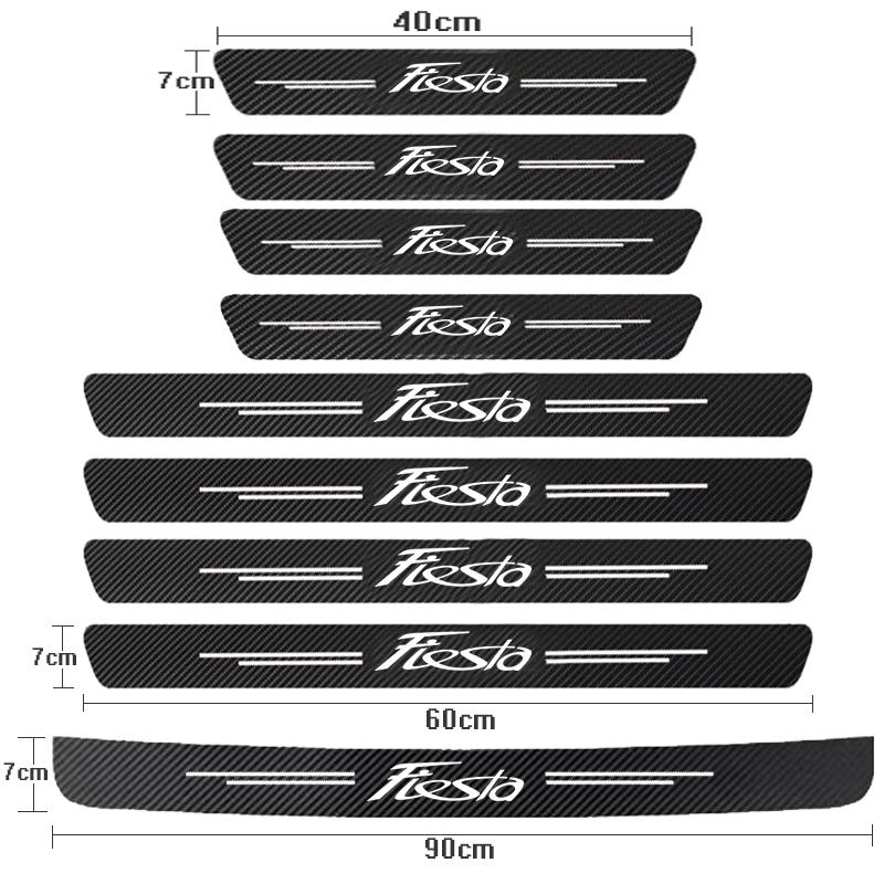 Carbon Fiber Car Door Threshold Sill Protector Trunk Bumper Pedal Anti Scratch Waterproof Decal Stickers Cover For Ford Fiesta