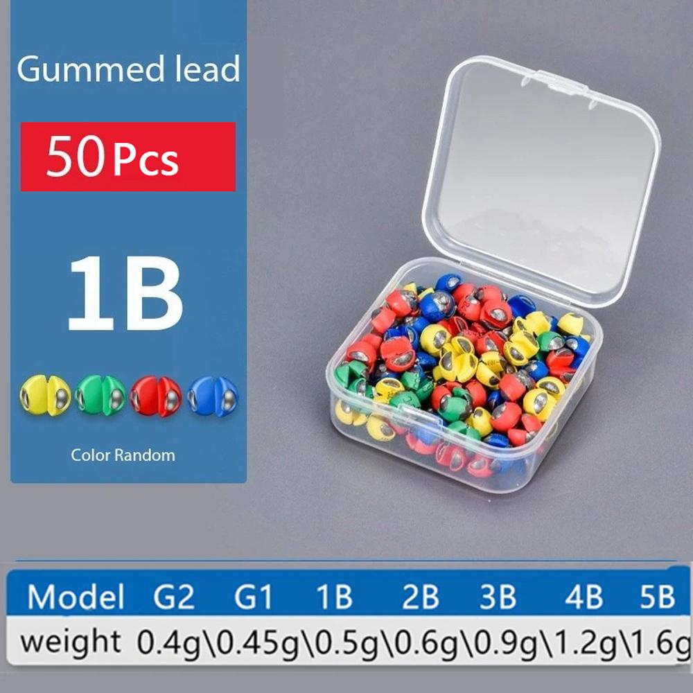 50PCS Quick Opening Fishing Lead Sinker Set, Round Bite Weights Biting Clip, Wrapping Glue, Not Damaging Line,Rock Fishing Gear