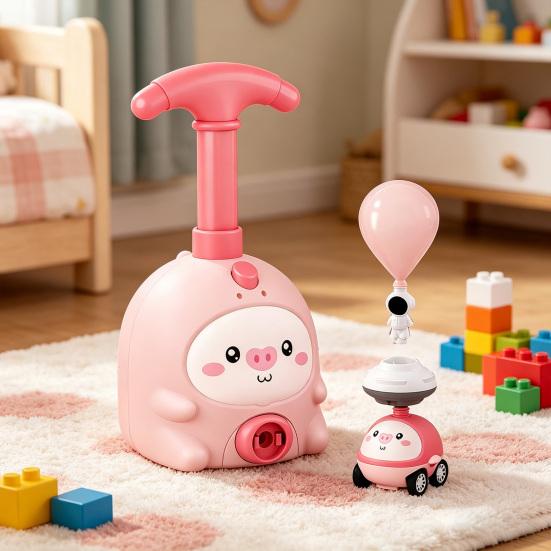 Tier-Luftbetriebenes Ballonauto-Spielzeug mit Pumpe Cartoon-Schwein Ente Robbe Ballonauto-Werfer Pädagogisch Kleinkinder Jungen Mädchen Fahrzeugspielzeug