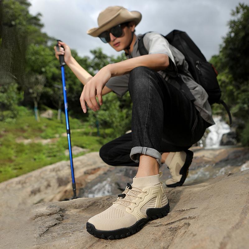 Outdoor Sneakers for Men Anti-slip Hiking Sports Shoes Breathable Mesh Ankle Boots Barefoot Climbing Shoes Wear-resistant Big Size 48