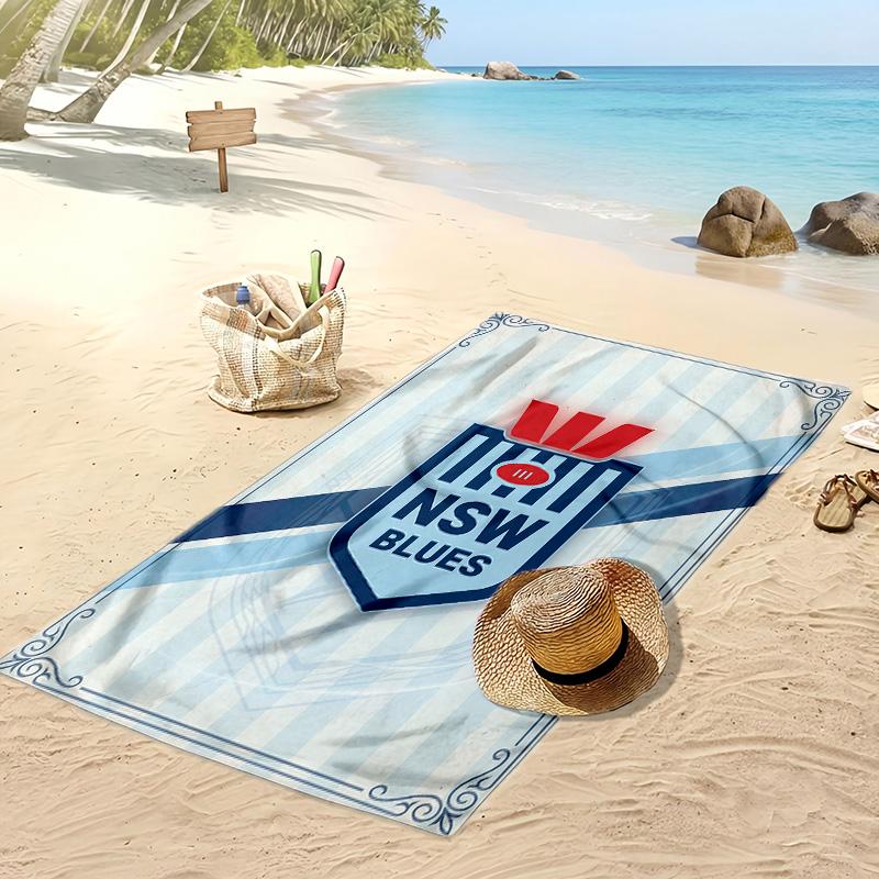 NSW Blues Print Beach Towel Soft Portable Quick?dry Towel For Pool Summer Vacation Outdoor Sport