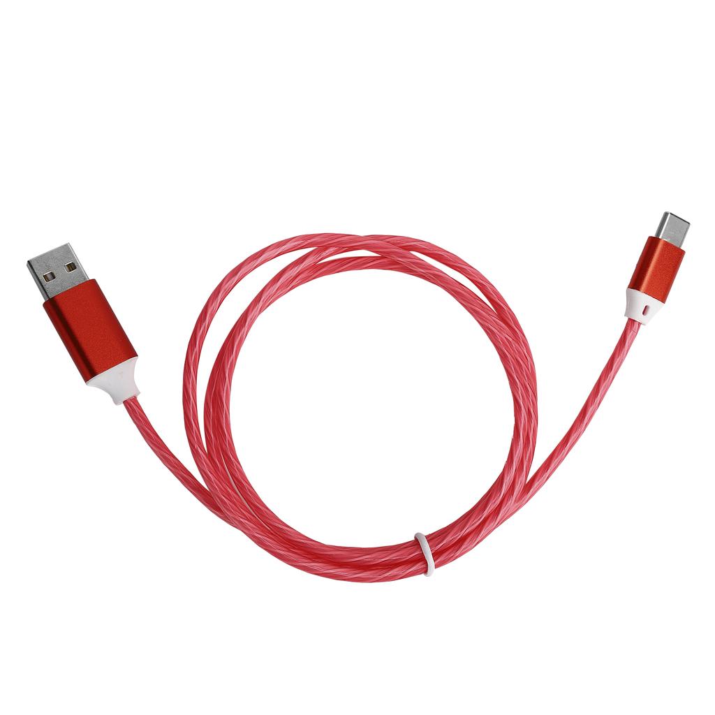 USB To TypeC Charging Cable LED Light Up Flowing Fast Charging Cord USB C Charger Cable(Red )